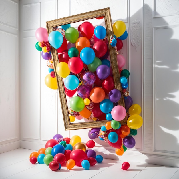 Photo many colorful balloons on white background