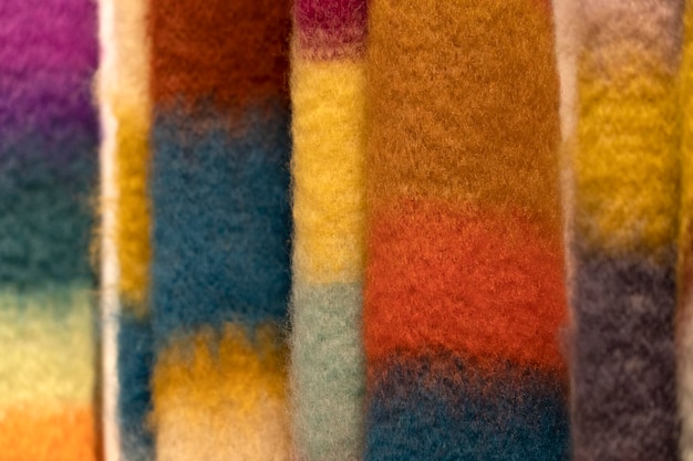 Many colors wool scarf detail hand made