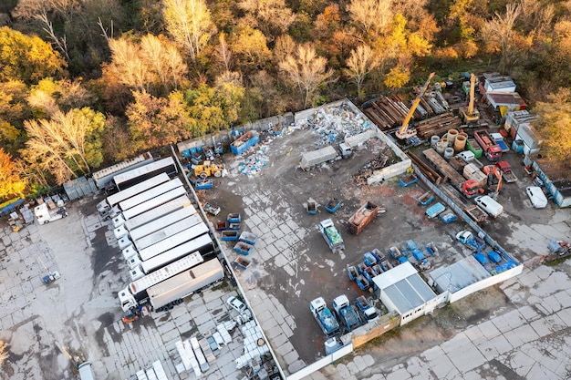 Many containers for collecting and sorting metal and various waste for further processing