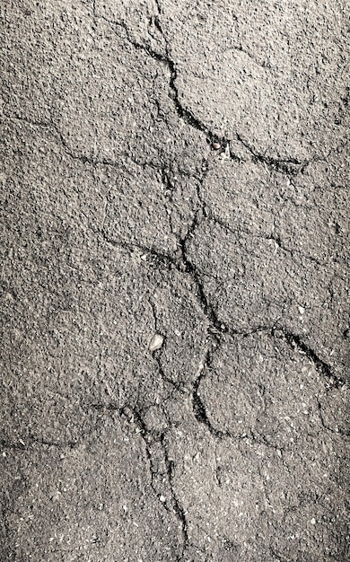 Many cracks in the asphalt