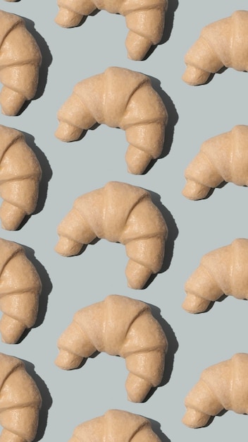 Many frozen croissants bagels pattern