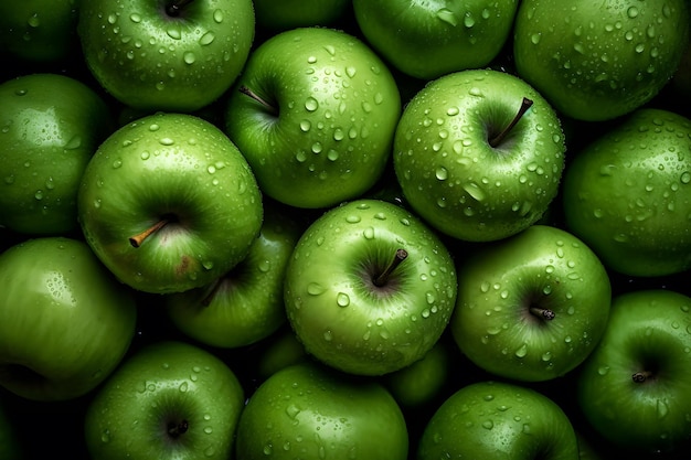 Many green apples background Neural network AI generated