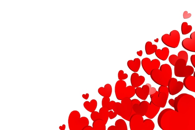 Many hearts on white background