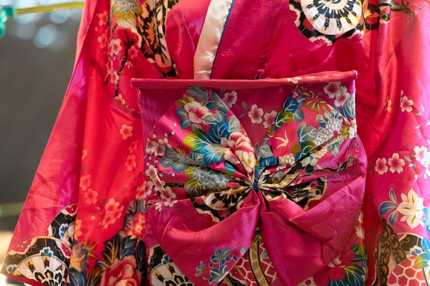 Many japanese kimono dress at the market