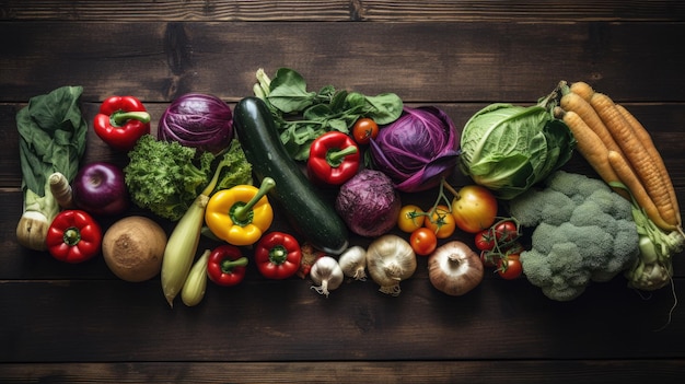 Many kinds vegetables on wood background