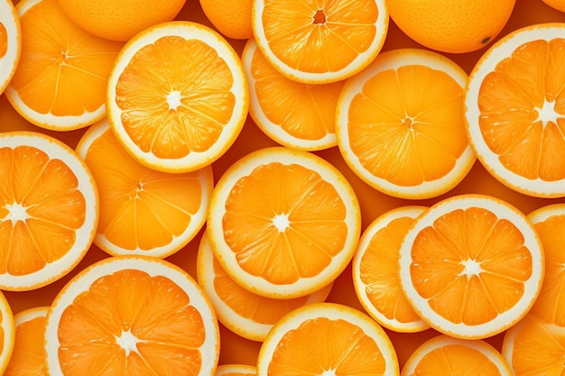 Many oranges are stacked on top of each other.