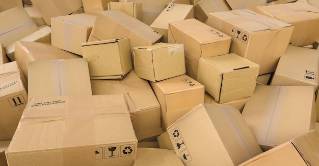 Many packaging and cartons as a delivery and mail order concept image