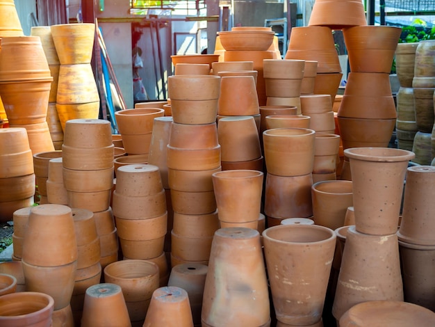 Many piles of terracotta pots