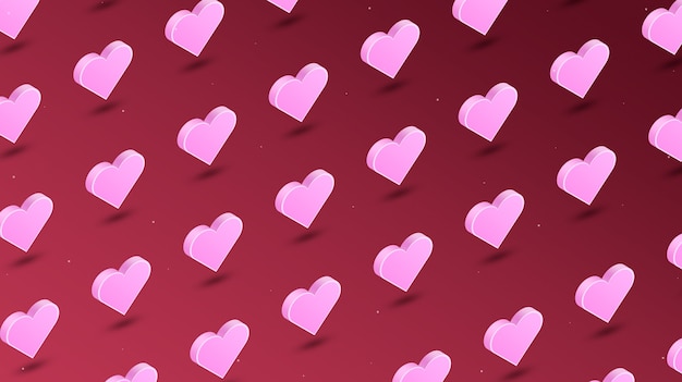 Many rows of heart icons like icon 3d