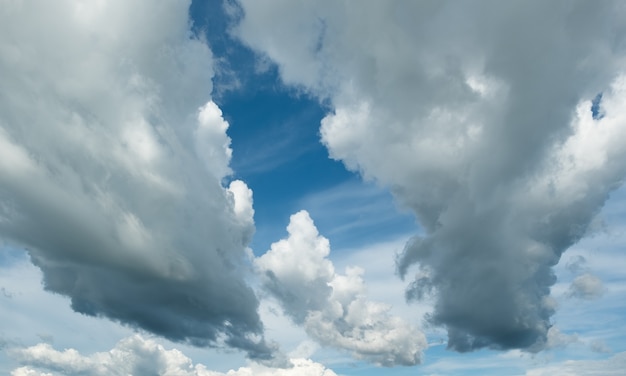 Many small clouds in blue sky.Summer cloudy.White clouds floating in the sky.