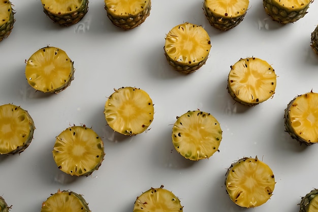 Photo many small fruits are lined up on a white surface