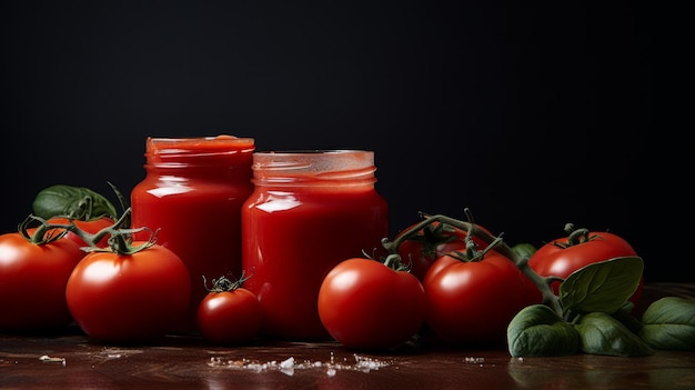 Photo many tomatoes in production of tomato sauce neural network ai generated