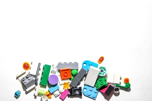 many toy blocks of different colors top view Toys and game Leisure and recreation lego bricks