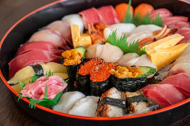 Many types of sushi