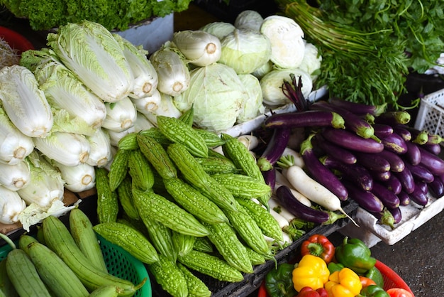 Many vegetables in the Vinh Hai market of Nha Trang Vietnam