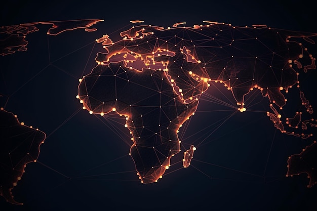 A map of africa with a glowing background