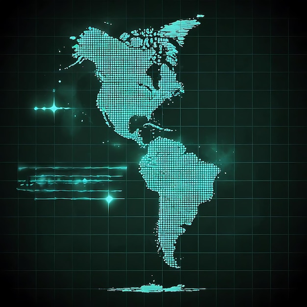 Photo map of the americas with dots 1