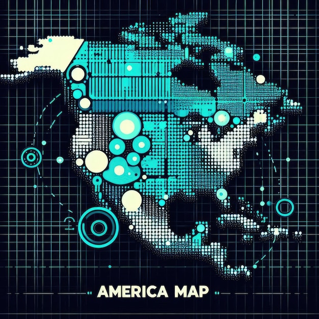 Photo map of the americas with dots