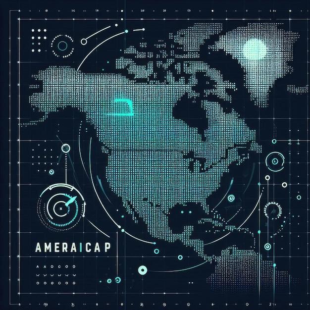 Photo map of the americas with dots