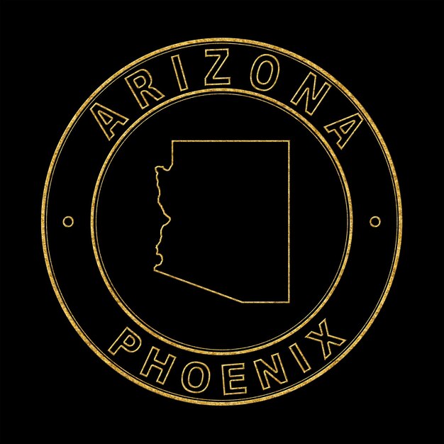 Photo map of arizona golden stamp black background