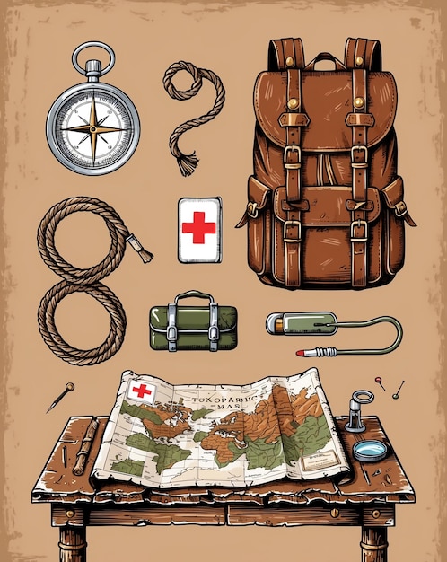 a map of a backpack and a map of the world