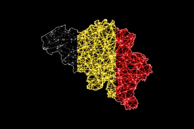 Map of Belgium, Polygonal mesh line map, flag map