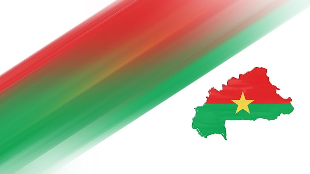 Map of Burkina Faso, flag map, National colors background