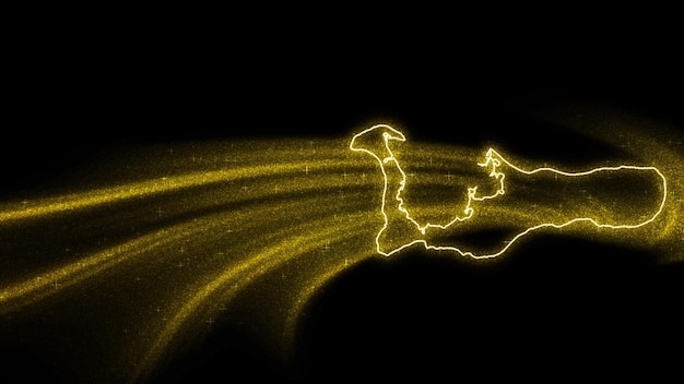 Map of Cayman Islands, Gold glitter map on dark background