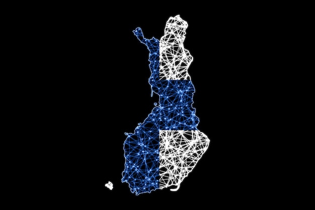 Map of Finland, Polygonal mesh line map, flag map