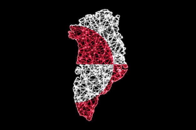 Map of Greenland, Polygonal mesh line map, flag map