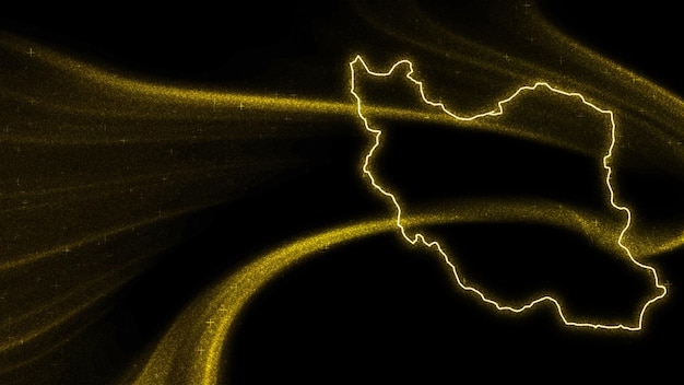 Map of Iran, Gold glitter map on dark background