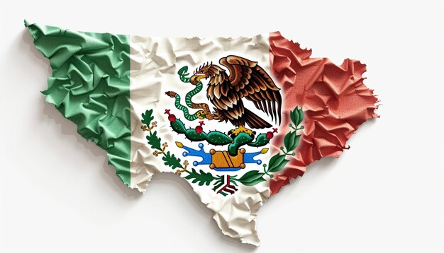 Map of Mexico with flag colors 3d render illustration