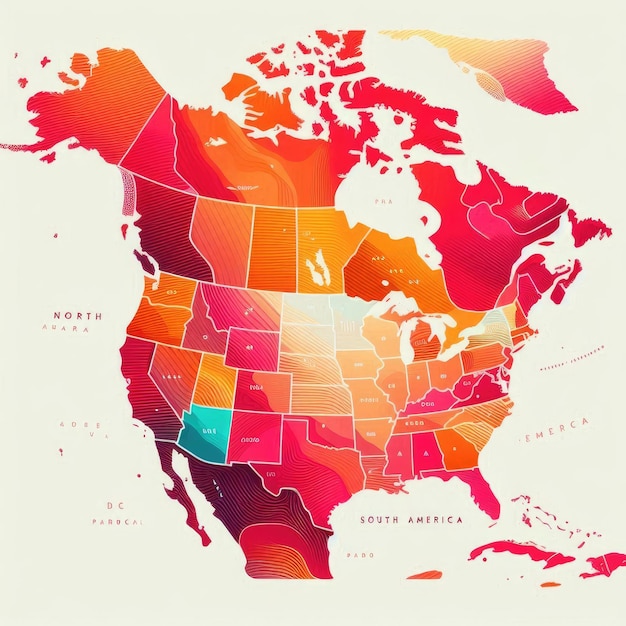 Photo map of north and south america