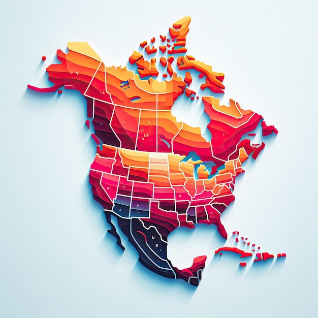 Photo map of north and south america