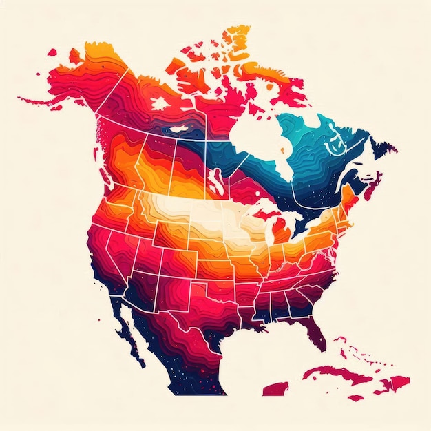 Photo map of north and south america