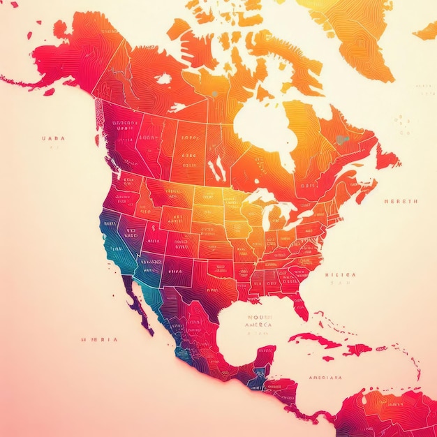 Map of North and South America