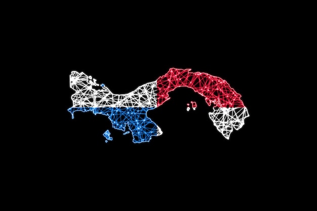 Map of Panama, Polygonal mesh line map, flag map