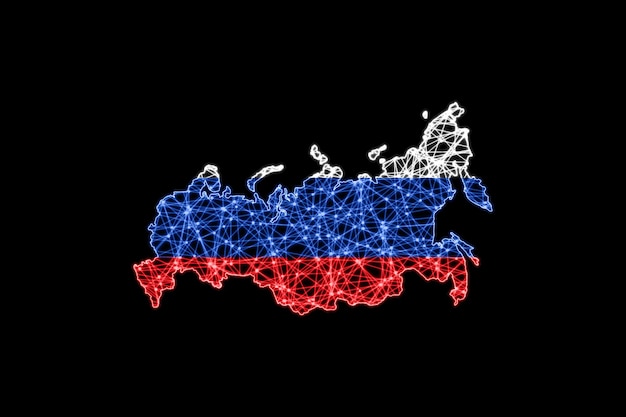 Map of Russia, Polygonal mesh line map, flag map