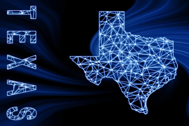 Map of Texas Polygonal mesh line map