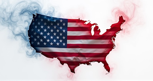 a map of the united states of america with the flag on it