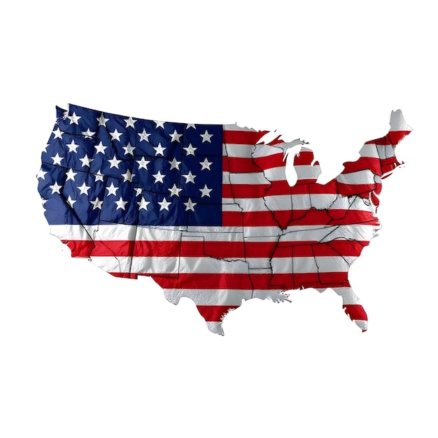 a map of the united states of america with a flag and the words  usa  on it