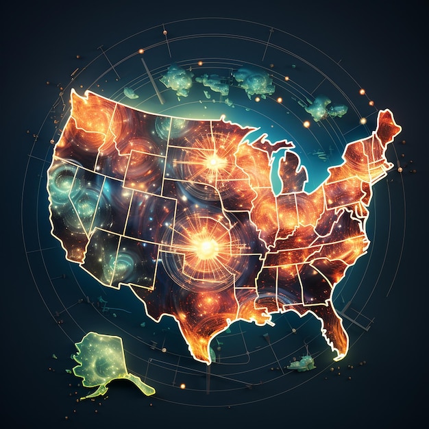 a map of the United States Glowing radioactivity