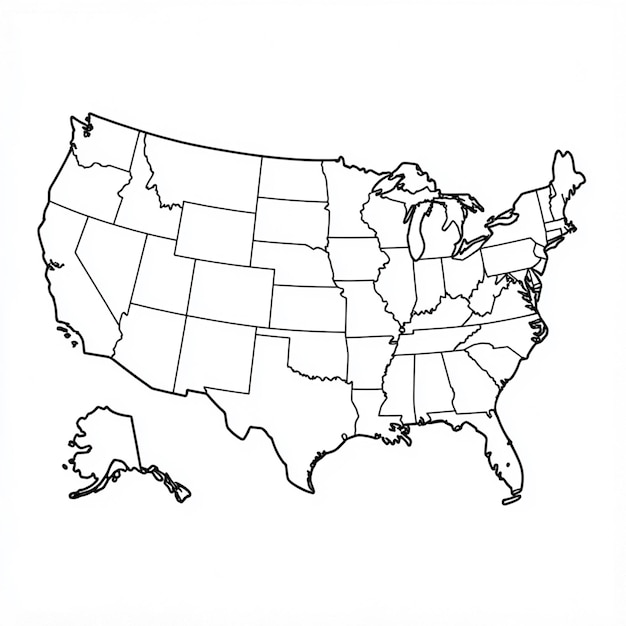 Photo map of the united states in white color