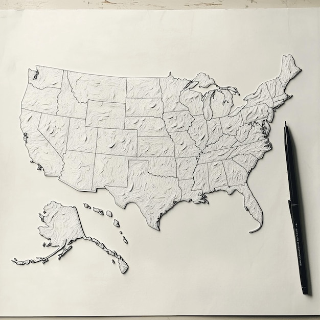 Map of the United States in white color