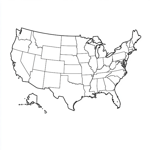 Photo map of the united states in white color