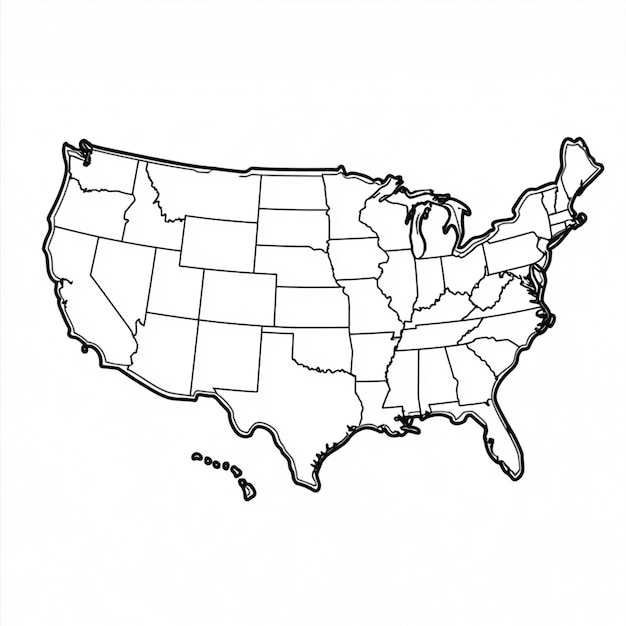 Photo map of the united states in white color