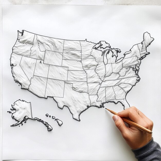 Map of the United States in white color