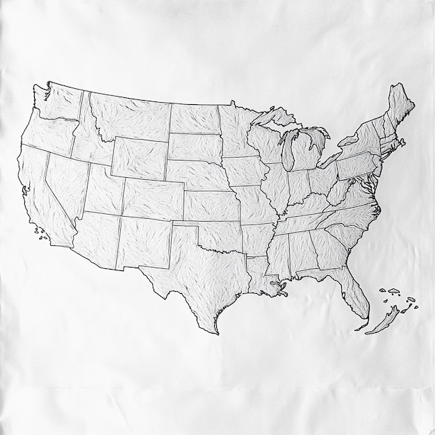 Map of the United States in white color