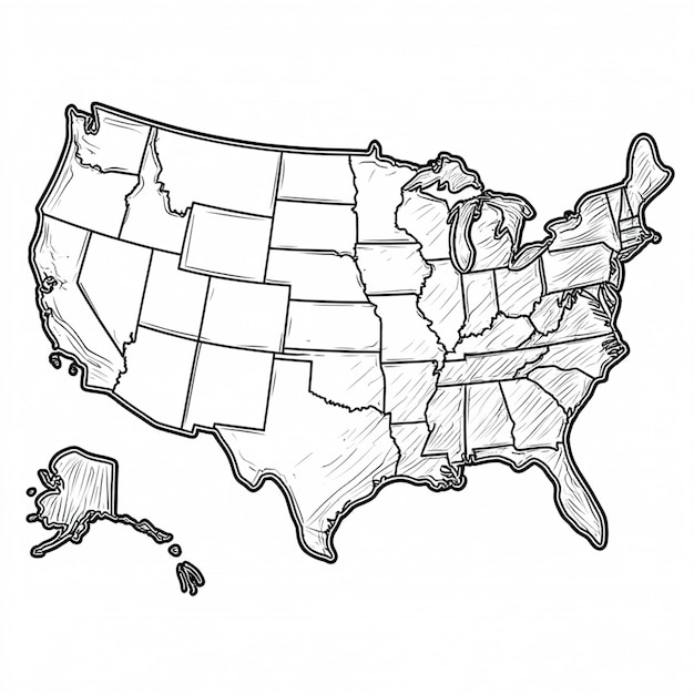 Photo map of the united states in white color