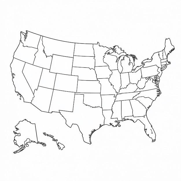 Photo map of the united states in white color